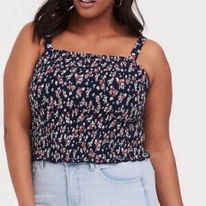 Torrid Size 2 Challis Navy Ditzy
Floral Smocked Crop Tank Top Cami
Cottagecore